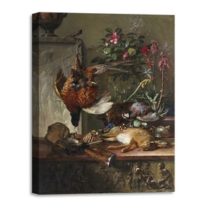 Quadro  su Tela con Telaio in Legno Johannes van Os - Still Life with Game and a Greek Stele