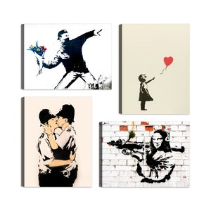 Quadro Banksy Art. 10 cm 50x70 Trasporto Gratis intelaiato pronto da  appendere Stampa su tela Canvas