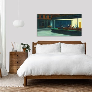 Impression sur toile avec cadre en bois Edward Hopper Nighthawks image 2