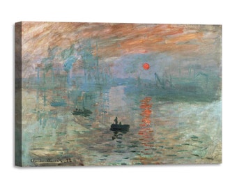 Quadro Stampa su Tela con Telaio in Legno Claude Monet - Impression Sunrise