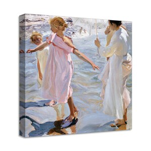 Canvas Print with Wooden Frame Joaquín Sorolla y Bastida - Time for a Bathe, Valencia