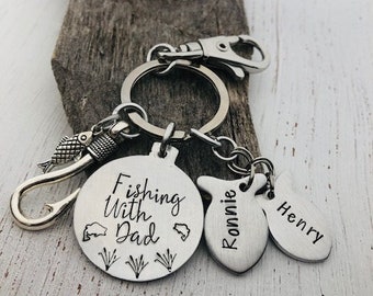 Dad With Kids Names Personalized Tassel Acrylic Keychain