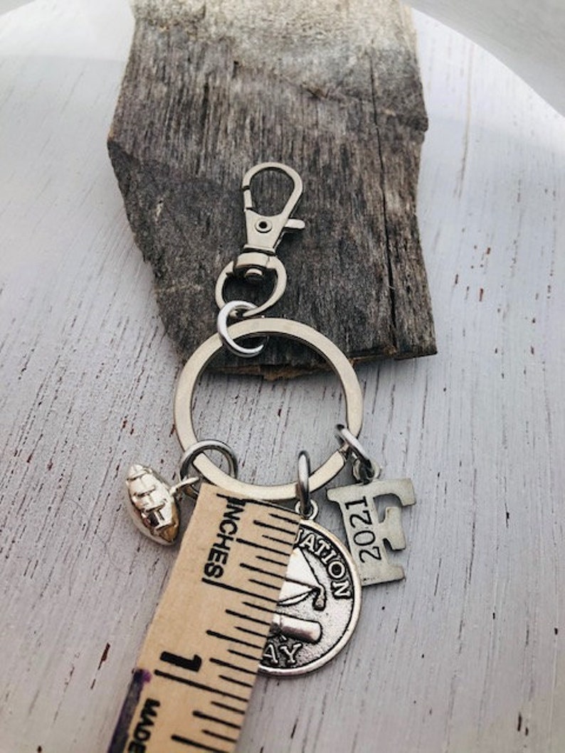 Nephew College Sports Keychain High School Custom Gift for Son Class of 2021 Pewter Initial Personalized Graduation Gift