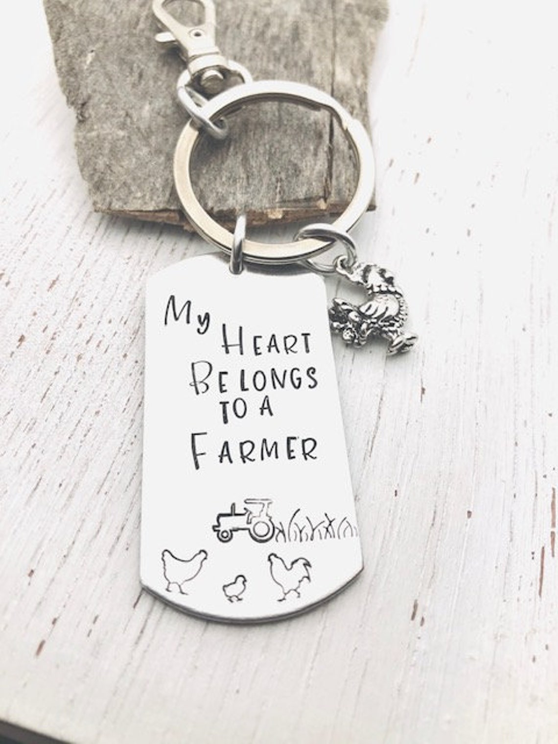 Farmer Gift Chicken Charm My Heart Belongs to A Farmer Etsy