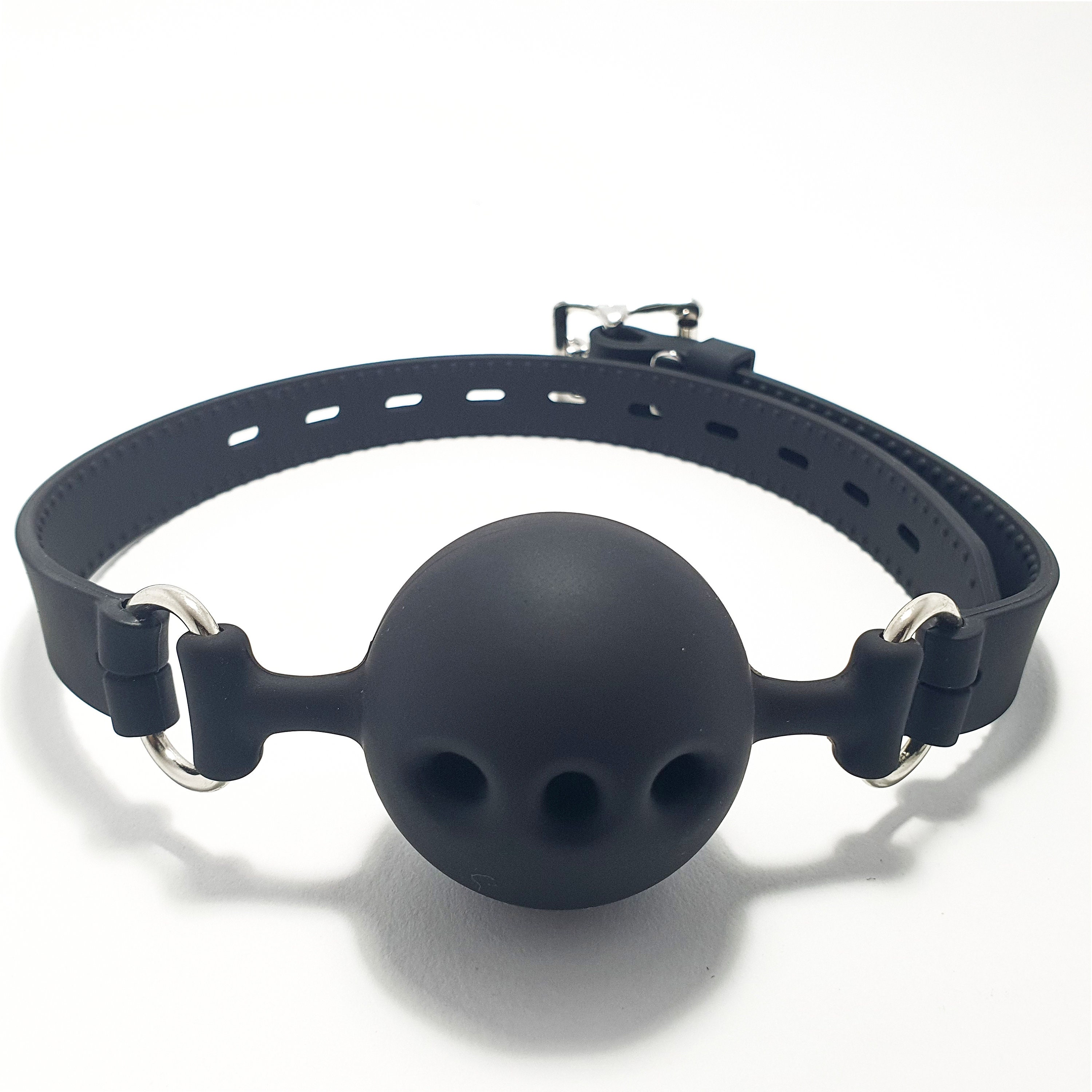 Bag Ball / Ball bag with silicone harness / Mouth plug / Silicon Base / Sex toys / Chrome metal