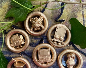 Vintage Moshi Monster Hanging Ornament: Recycled Gold Tree Decoration, Party Favour