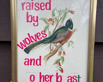 Wolf Alice Lyric Art: Vintage Bird Print in Reclaimed Gold Frame