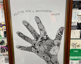 Handgezeichnete Doodle Hand Art mit Musiktexten - Alanis Morissette gerahmte Originale