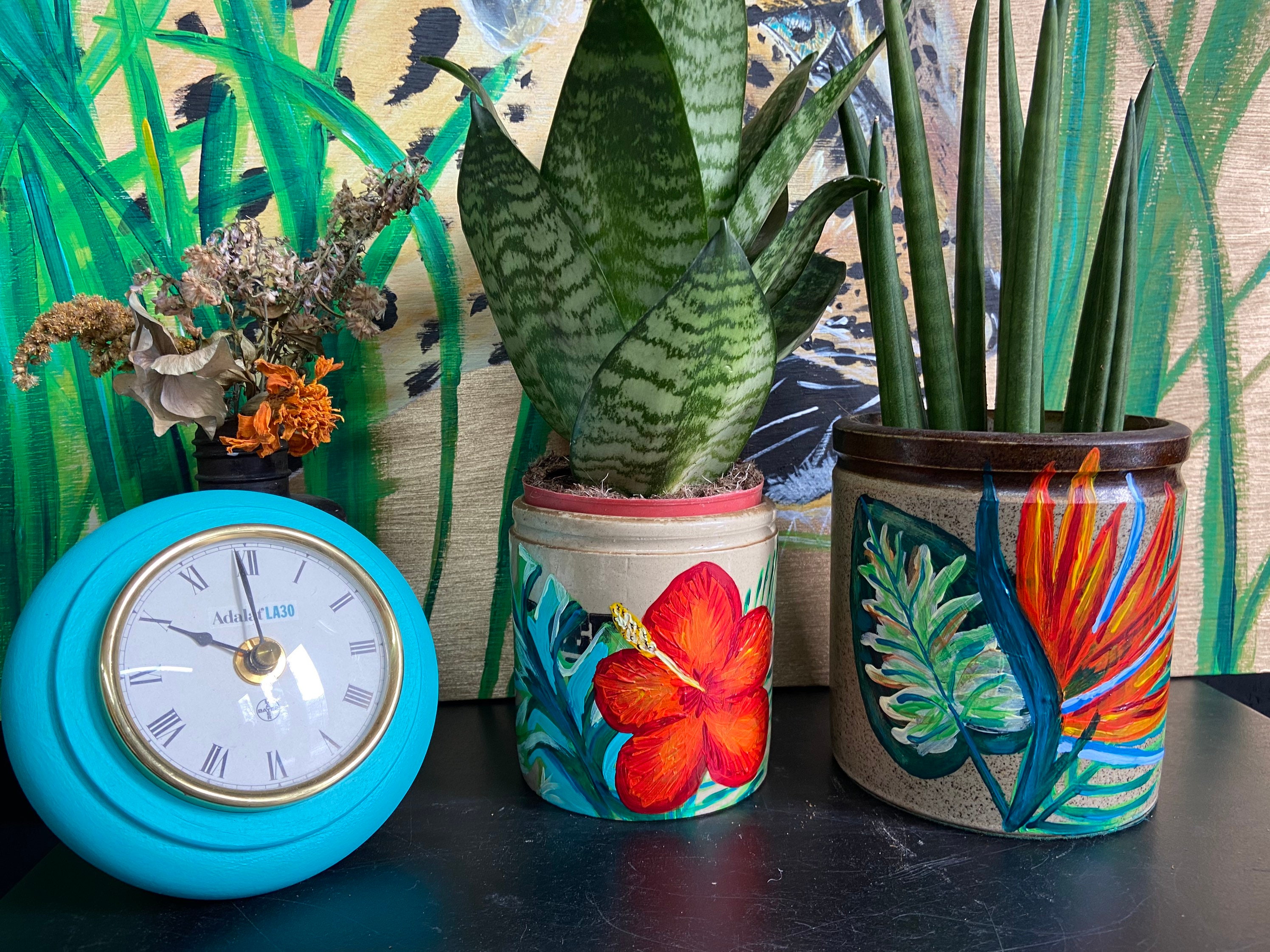 Sustainable original artwork acrylic houseplant pot vase Etsy