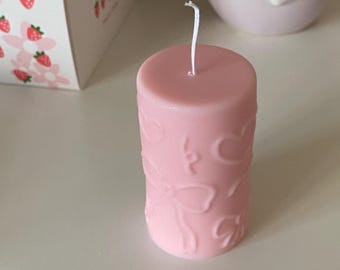 Ribbon Pillar Soy Candle | Y2K Room Decor