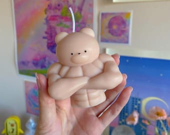 Muscle Bear Soy Wax Candle – Cute Y2K Room Decor