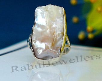 Sieraden Ringen Ringen met meerdere stenen of zilvertint Ruwe onregelmatige parel en roze toermalijnring in goud 