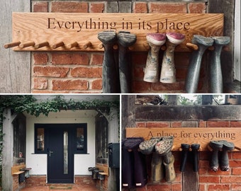 Personalised Oak Welly Rack, Engraved Boot Rack Gift Idea made in the UK