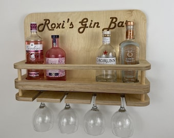 Personalised Gin Bar, Wine Bar, Cocktail Bar or Home Bar. Wall mounted custom made.