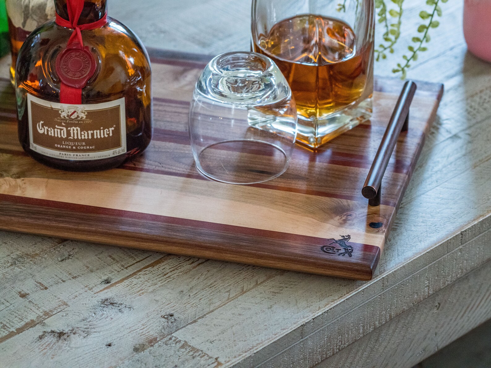 Exotic hardwood serving tray. Alcohol tray Charcuterie board Etsy