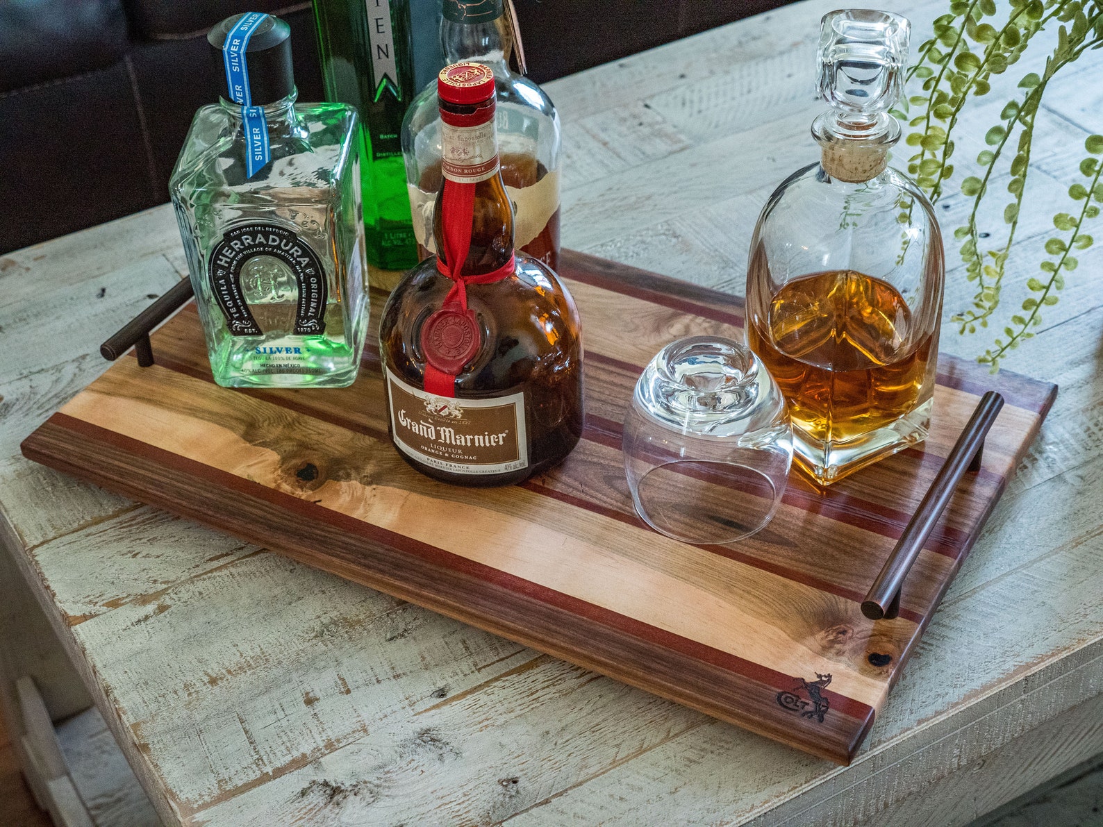 Exotic hardwood serving tray. Alcohol tray Charcuterie board Etsy