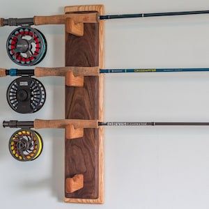 Exotic Wood Fly Fishing Rod Rack: Handmade Double Peg Design