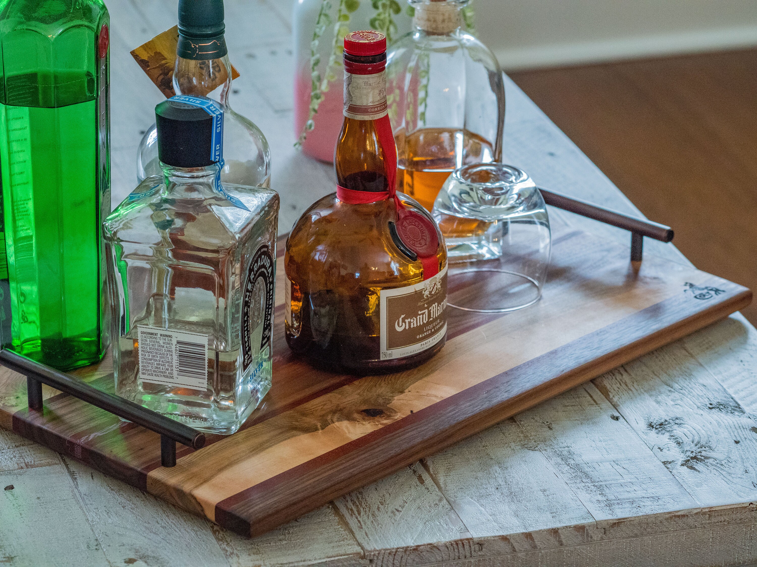 Exotic hardwood serving tray. Alcohol tray Charcuterie board Etsy