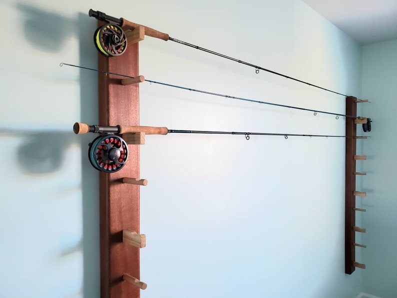 Custom exotic wood fishing rod rack fly rod holder wall Etsy