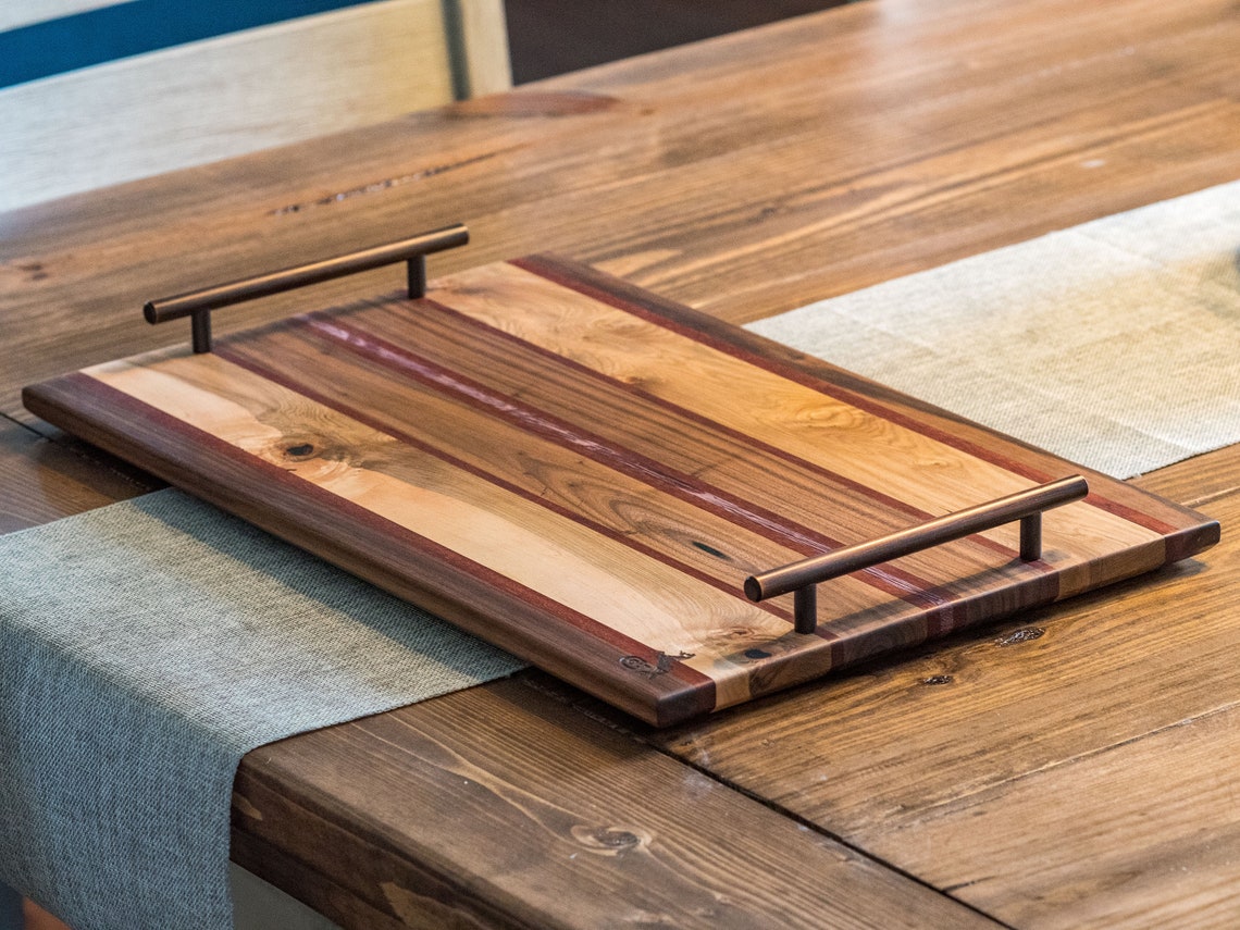 Exotic hardwood serving tray. Alcohol tray Charcuterie board Etsy