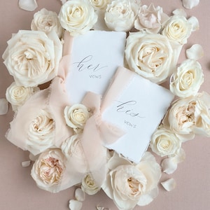 Vow books | Handmade Vow Books | Hand lettered Vow Books | His and Her Vow Books with ribbon