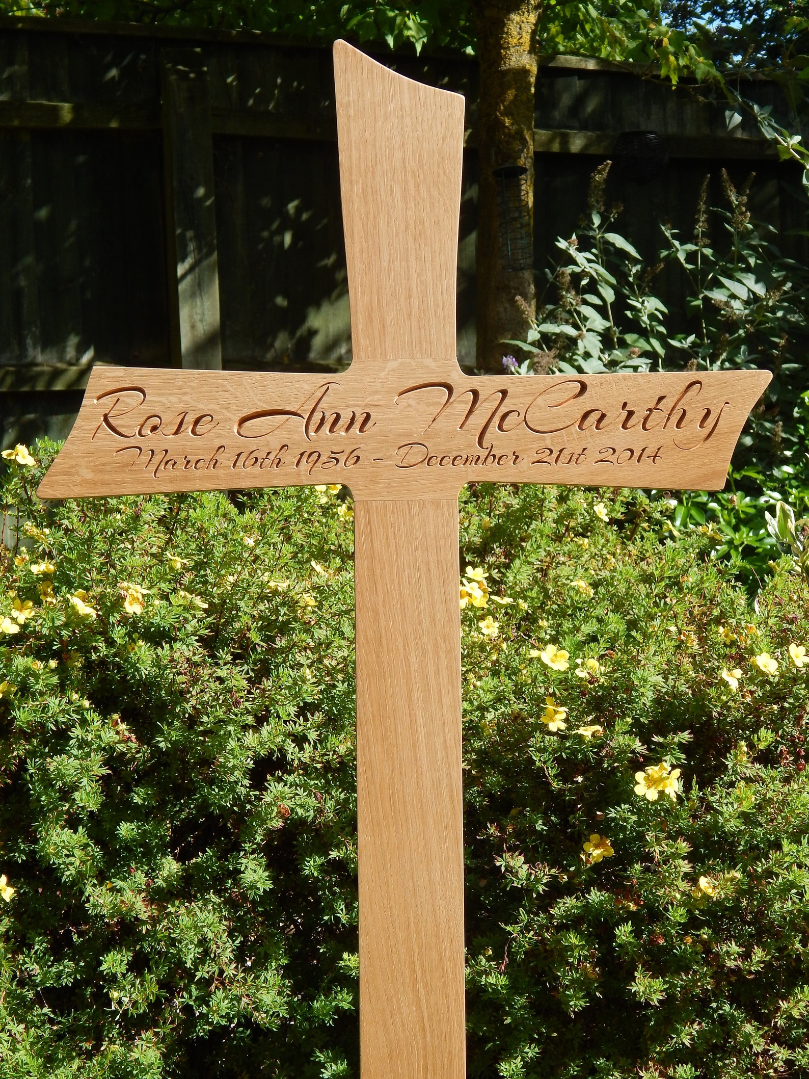 Carved Solid Oak Wooden Grave Marker Memorial Cross | Etsy