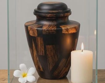 Black Wood & Resin Cremation Urn, Handmade Memorial Ashes Box, Modern Funeral Urn, Personalized Keepsake Urn, Adult Ashes Holder