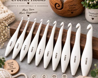 Ergonomic Crochet Hooks Set, Wooden Crochet Needles, Handmade Crochet Hook Set, Comfortable Grip, Personalized Gift for Crocheters