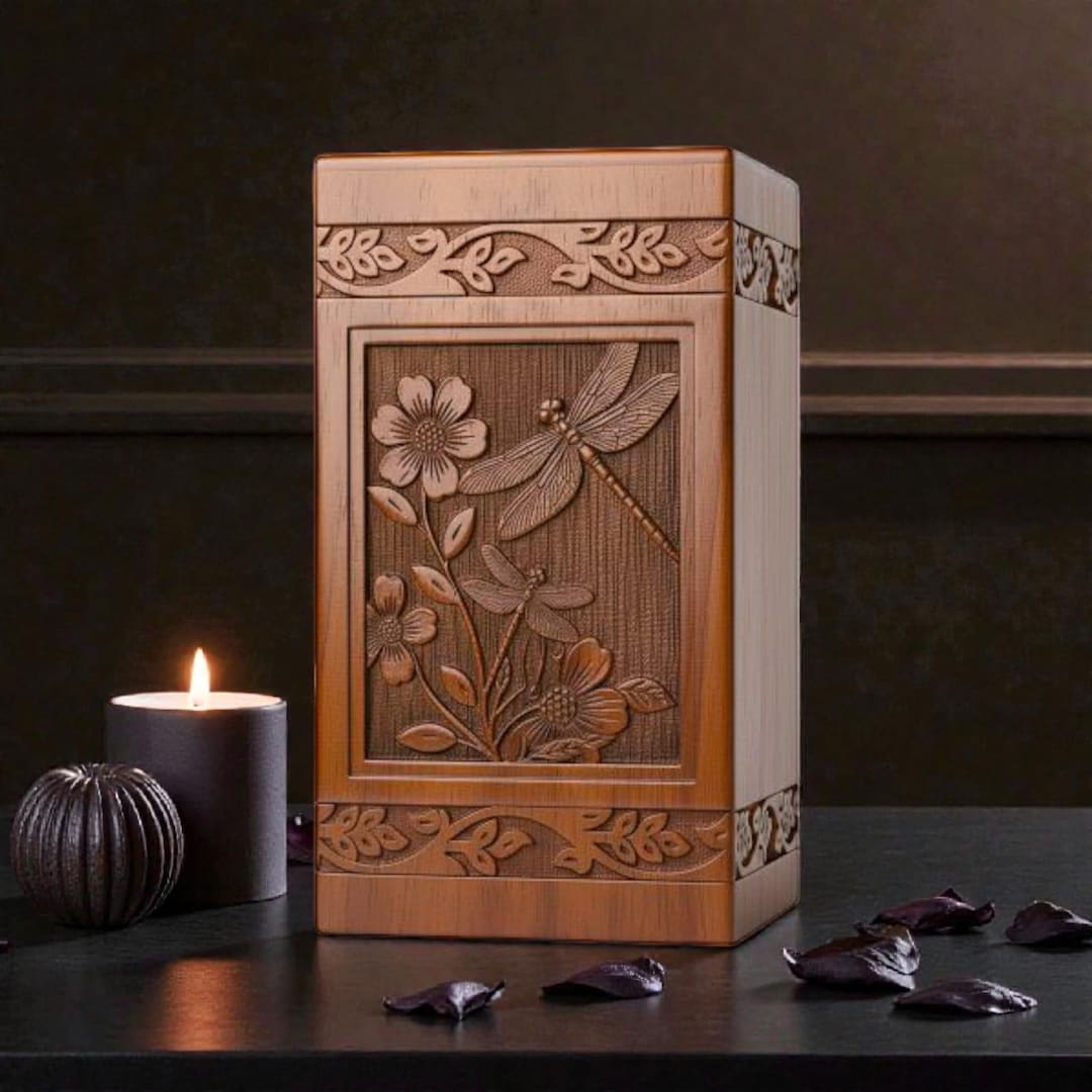 Personalized Wooden Cremation Urn Box for Human Ashes | Hand Carved ...