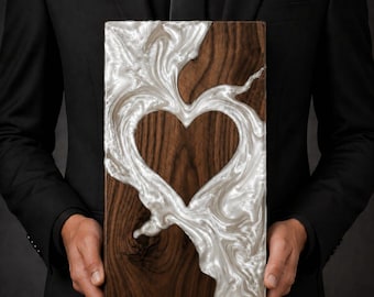 Urna funeraria de madera personalizada, caja de urna de resina con forma de corazón, urna conmemorativa grabada a medida, caja de cenizas de madera y resina hecha a mano, regalo de condolencia