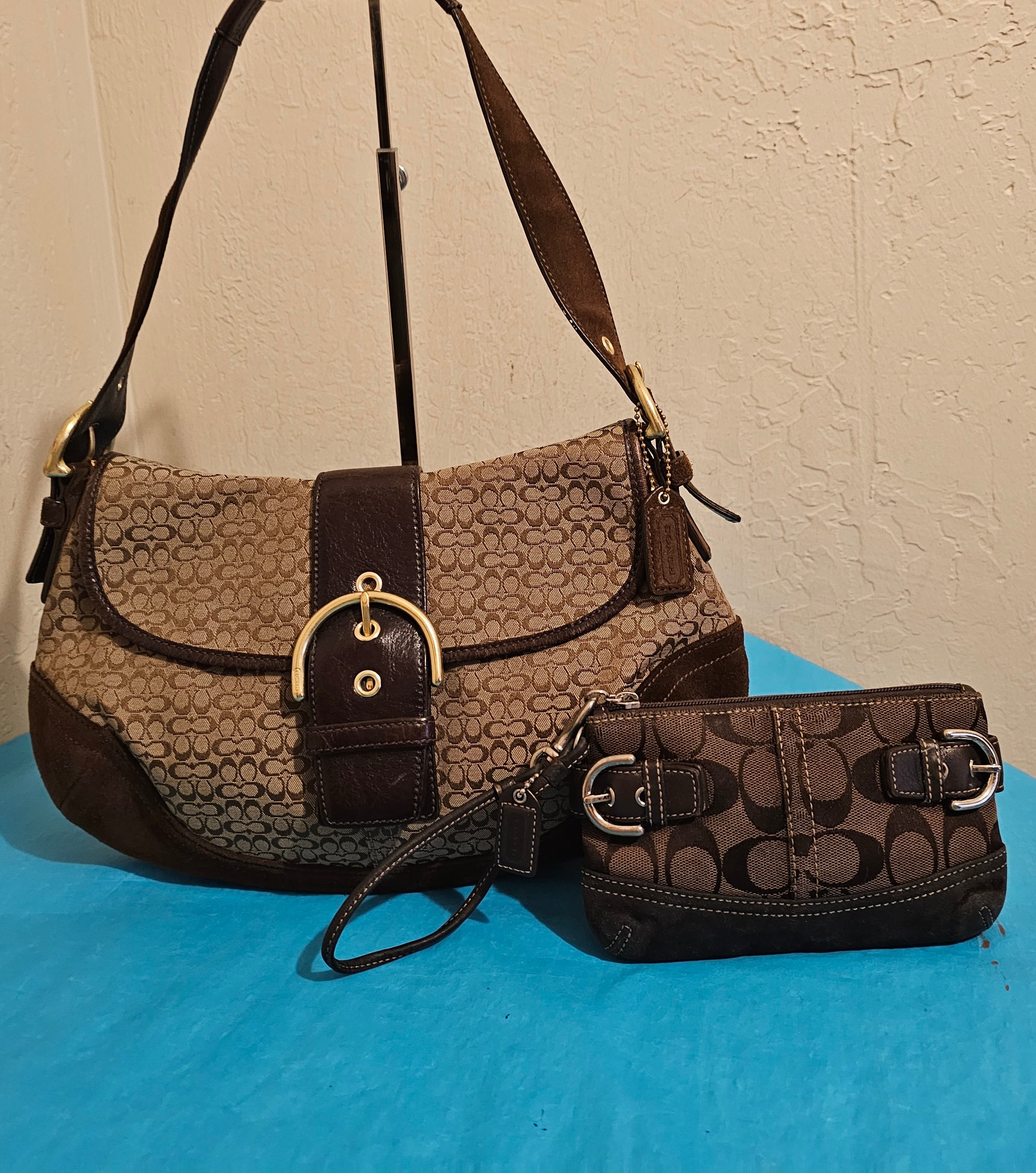 COACH 11861 SOHO Vintage Signature Jacquard Flap Hobo Shoulder Bag