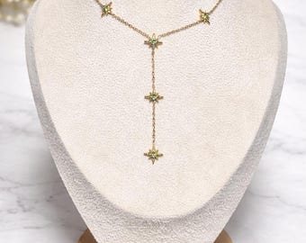 Gold Star Necklace – Stainless Steel – Trendy Waterfall Necklace – Elegant Women's Jewelry – Star Pendant Necklace – Gift for Women