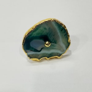 Perilla cortada de ágata verde natural (juego de 6)