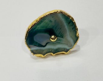 Natural Green Agate Sliced Knob (Set of 6)