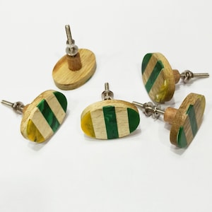 Handgemaakte houten hars knoppen set (set van 6)