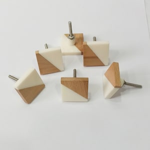 Handmade Wooden Resin Knobs (Set of 6)