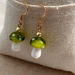 Sterling Silver Lime Mushroom Earrings
