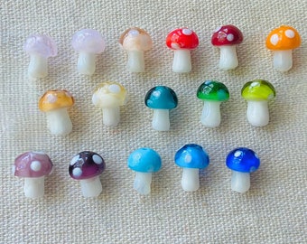 Mixed Glass Mushroom Beads 10pcs