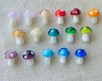 10pcs Glass Mushroom Beads Mixed Colours