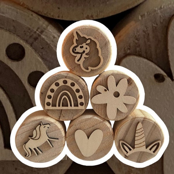Wooden Stamps Montessori | Sand Stamps | Playdough Stamps