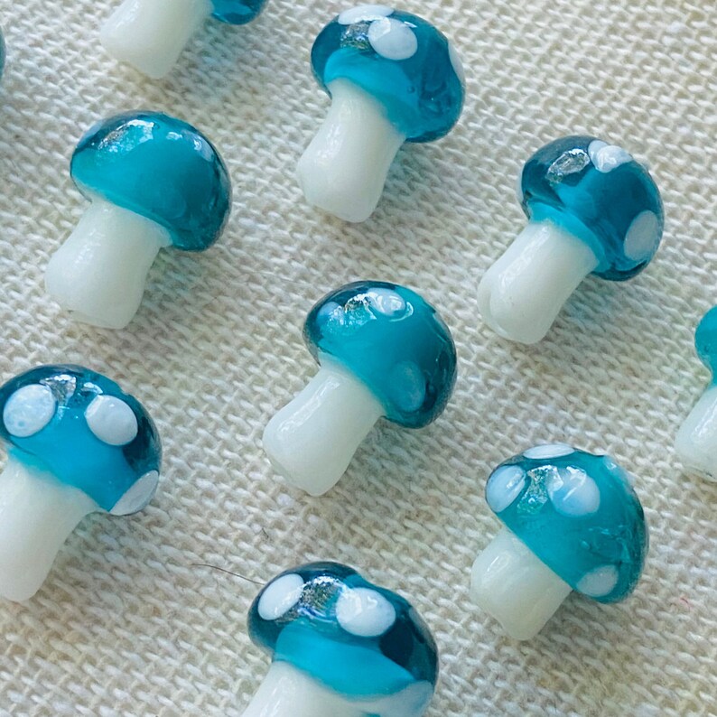 10pcs Red Glass Mushroom Beads image 5