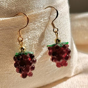 Sterling Silver Gold Raspberry Earrings Glass