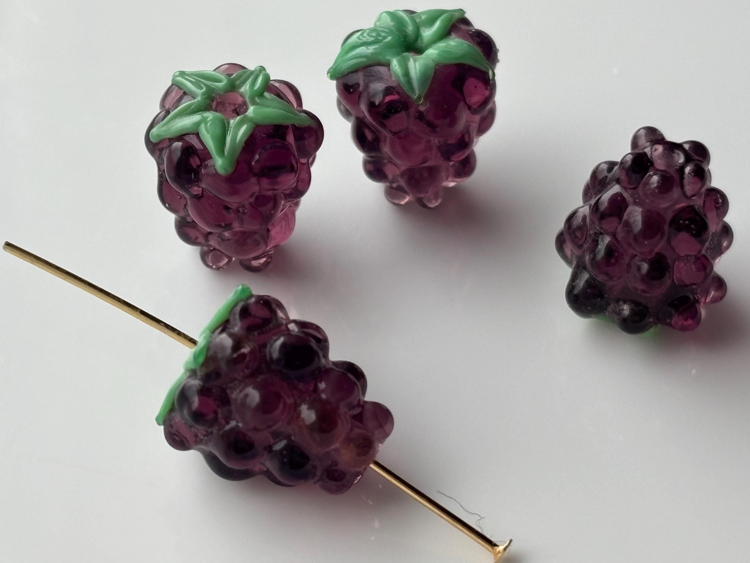 Purple Glass Raspberry Beads - Etsy