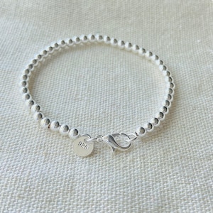 Sterling Silver 4mm Beaded Ball Bracelet Plated Jewelry