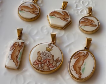 Bunny Necklace | Broken China Jewelry | Royal Doulton Bunnykins