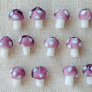 10pcs Red Glass Mushroom Beads image 3