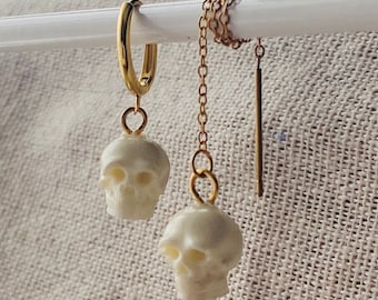 Gold Skull Bead Earrings