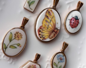 Broken China Butterfly Necklace Skye McGhie Porcelain Jewelry Ring