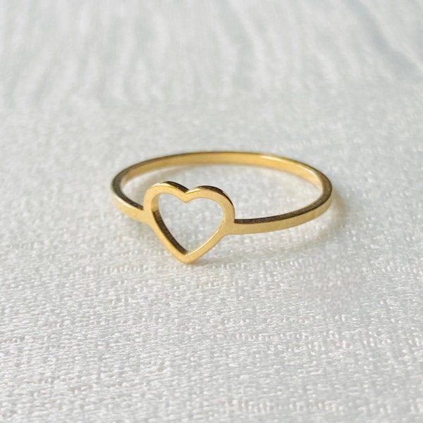 Gold Hollow Heart Ring