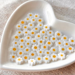 Glass Millefiori Daisy Flower Beads 8mm Yellow
